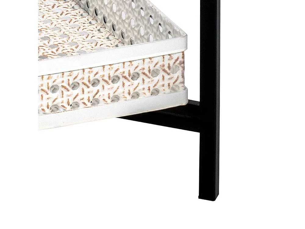 Retro Beistelltisch aus Stahl Cremefarben und Schwarz