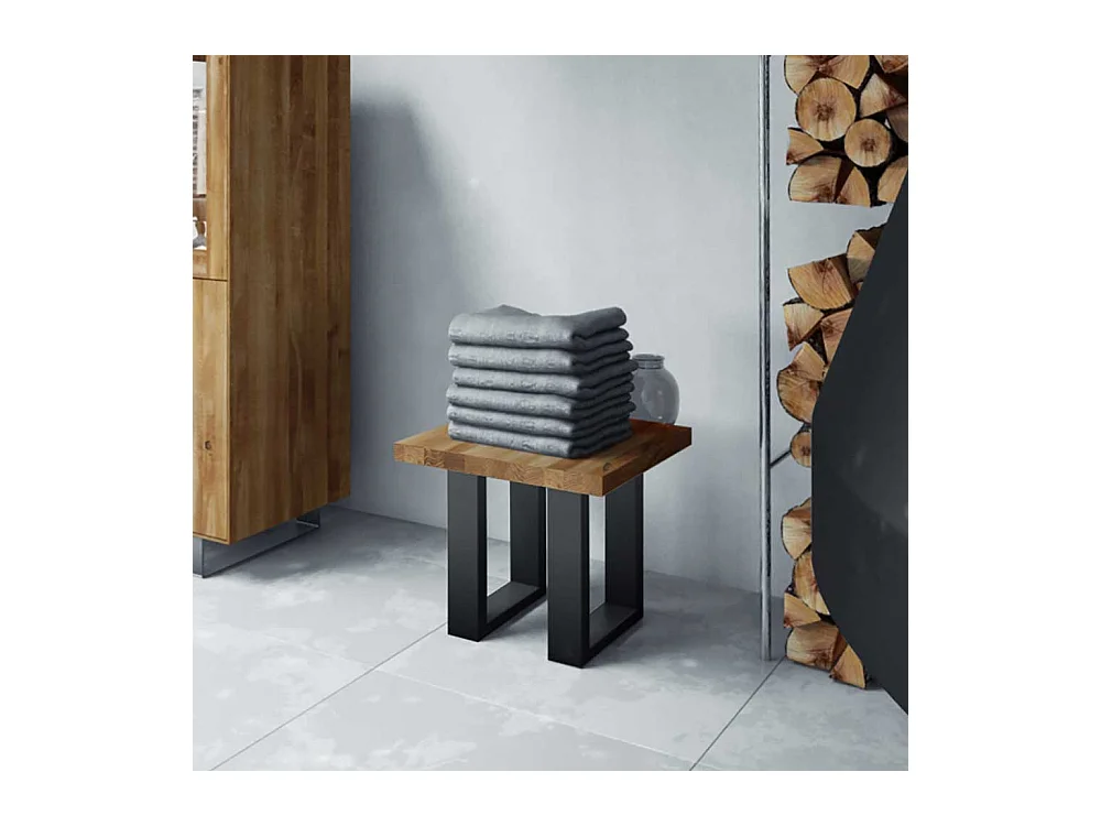 Massivholz Beistelltisch aus Wildeiche geölt Stahl