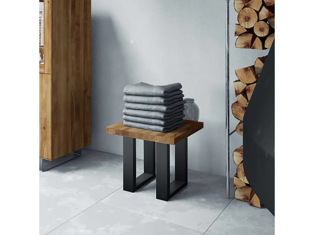 Massivholz Beistelltisch aus Wildeiche geölt Stahl