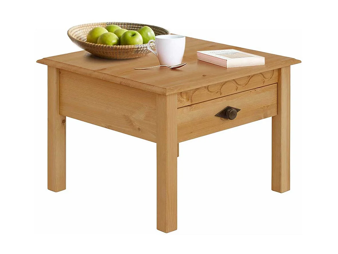 Beistelltisch Sofa aus Kiefer Massivholz quadratischer Tischplatte