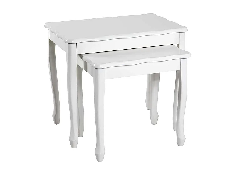 Beistelltische in Weiß lackiert Landhausstil (zweiteilig)