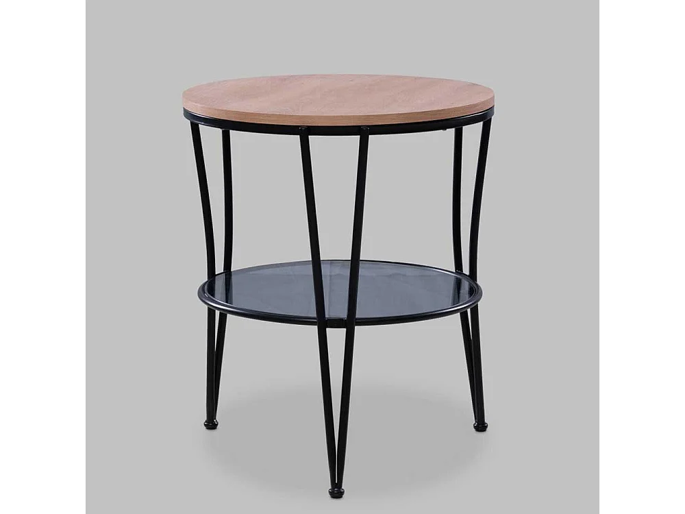 Moderner Beistelltisch in Wildeichefarben und Schwarz Dreifußgestell