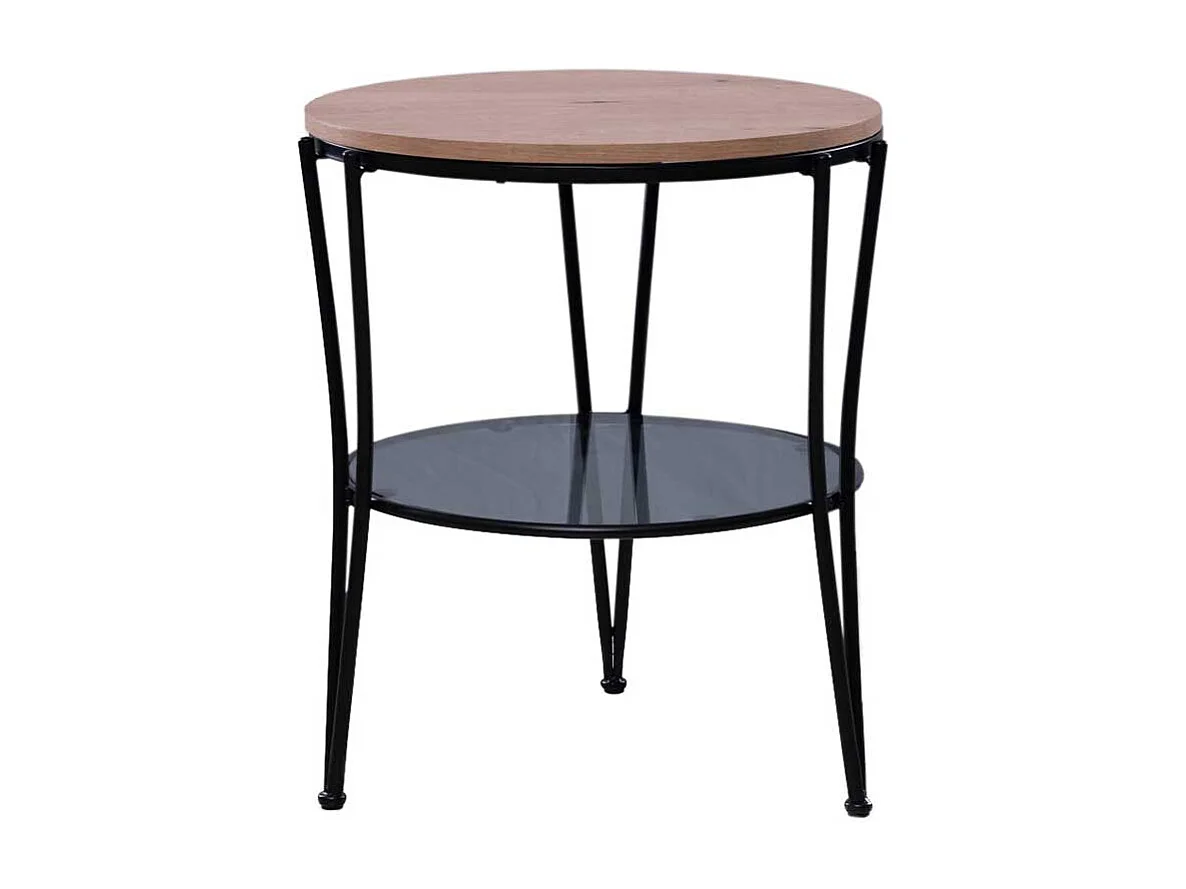 Moderner Beistelltisch in Wildeichefarben und Schwarz Dreifußgestell