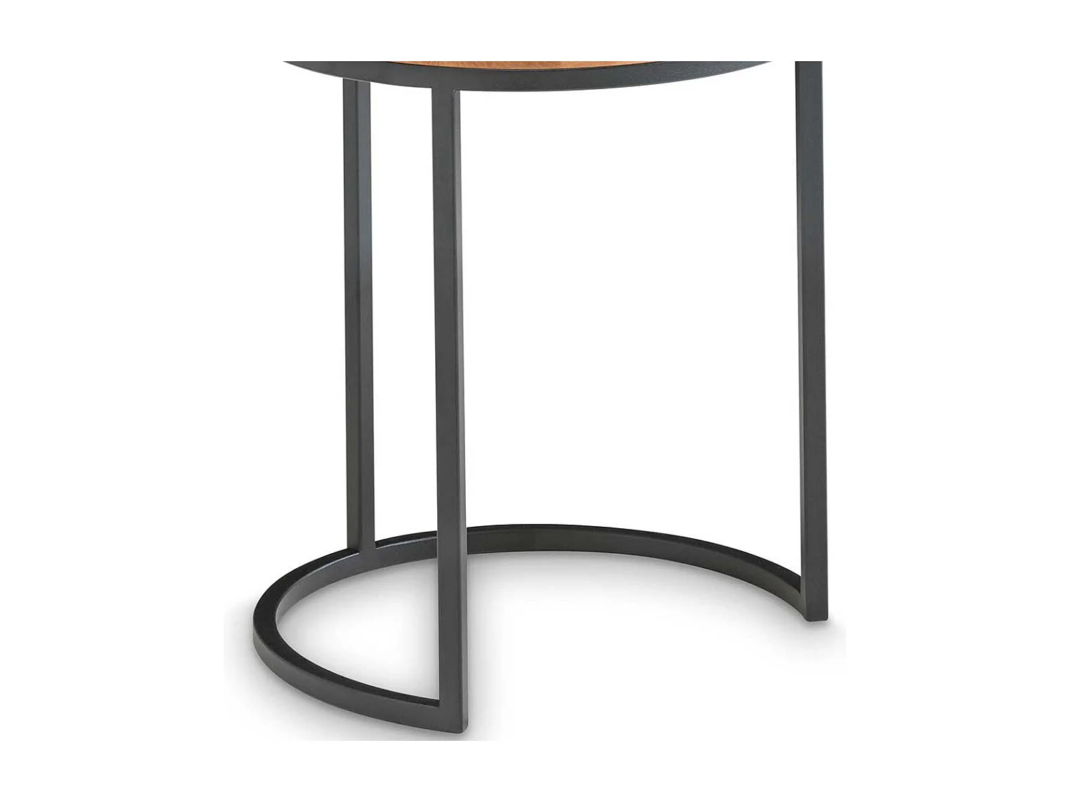 Beistelltischchen aus Asteiche Massivholz und Metall rund