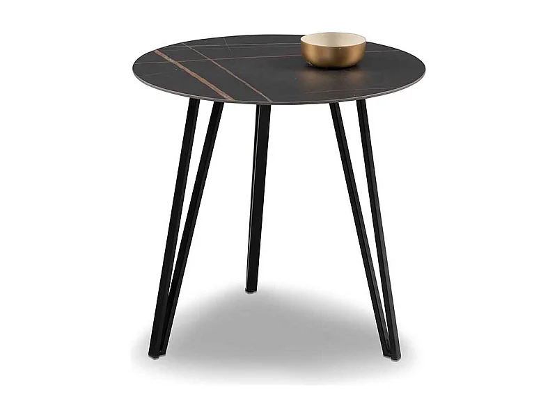 Beistelltisch Beistelltischchen mit Steinplatte in runder Form