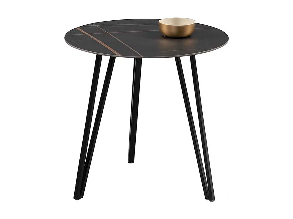 Beistelltisch Beistelltischchen mit Steinplatte in runder Form