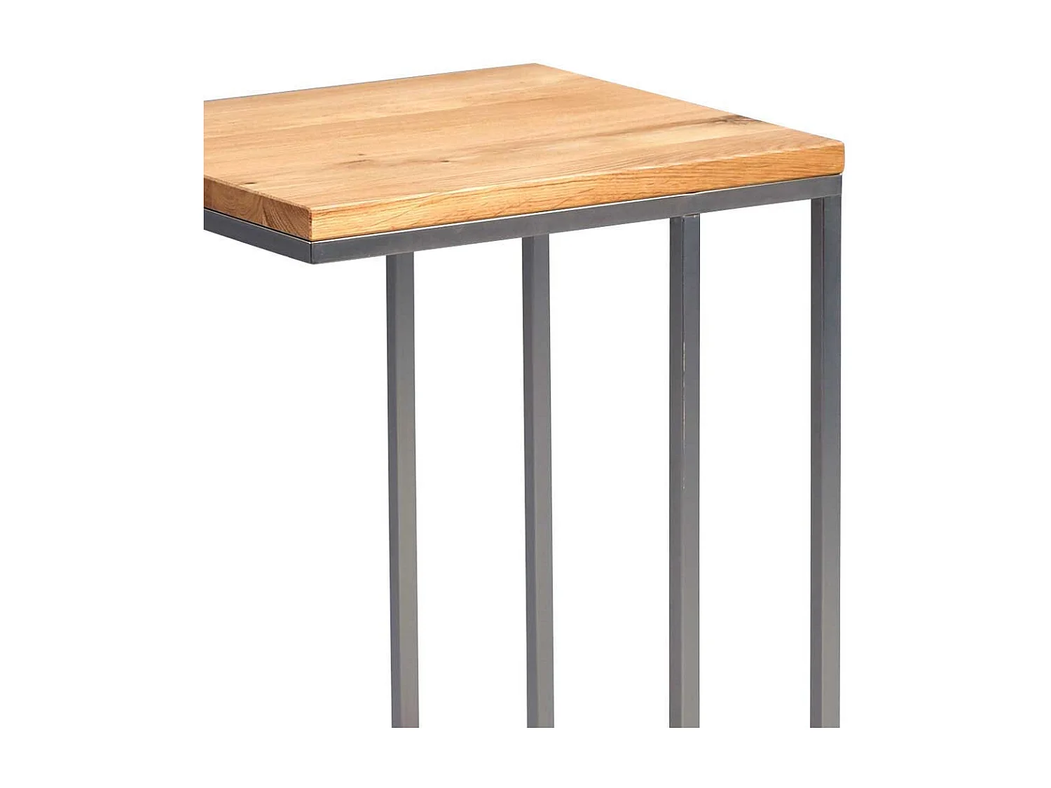 Sofa Beistelltisch aus Wildeiche Massivholz Metall