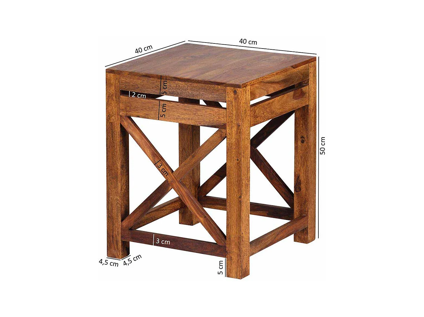 Massivholz Beistelltisch aus Sheesham lackiert Landhaus (zweiteilig)