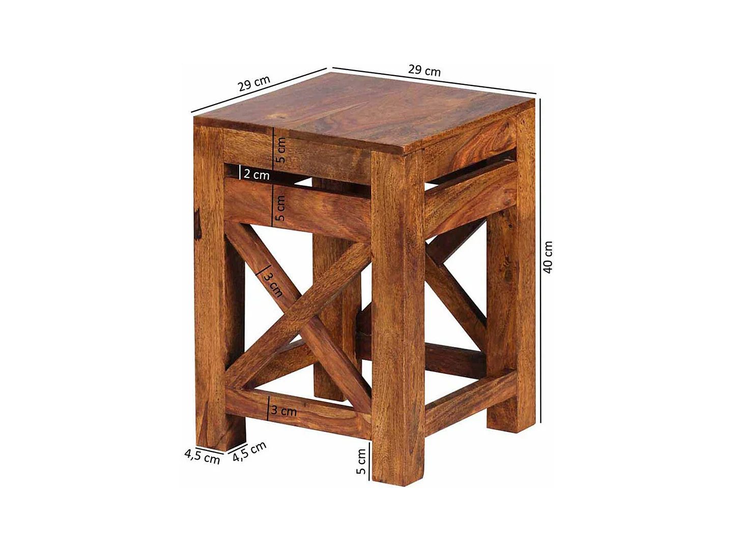 Massivholz Beistelltisch aus Sheesham lackiert Landhaus (zweiteilig)