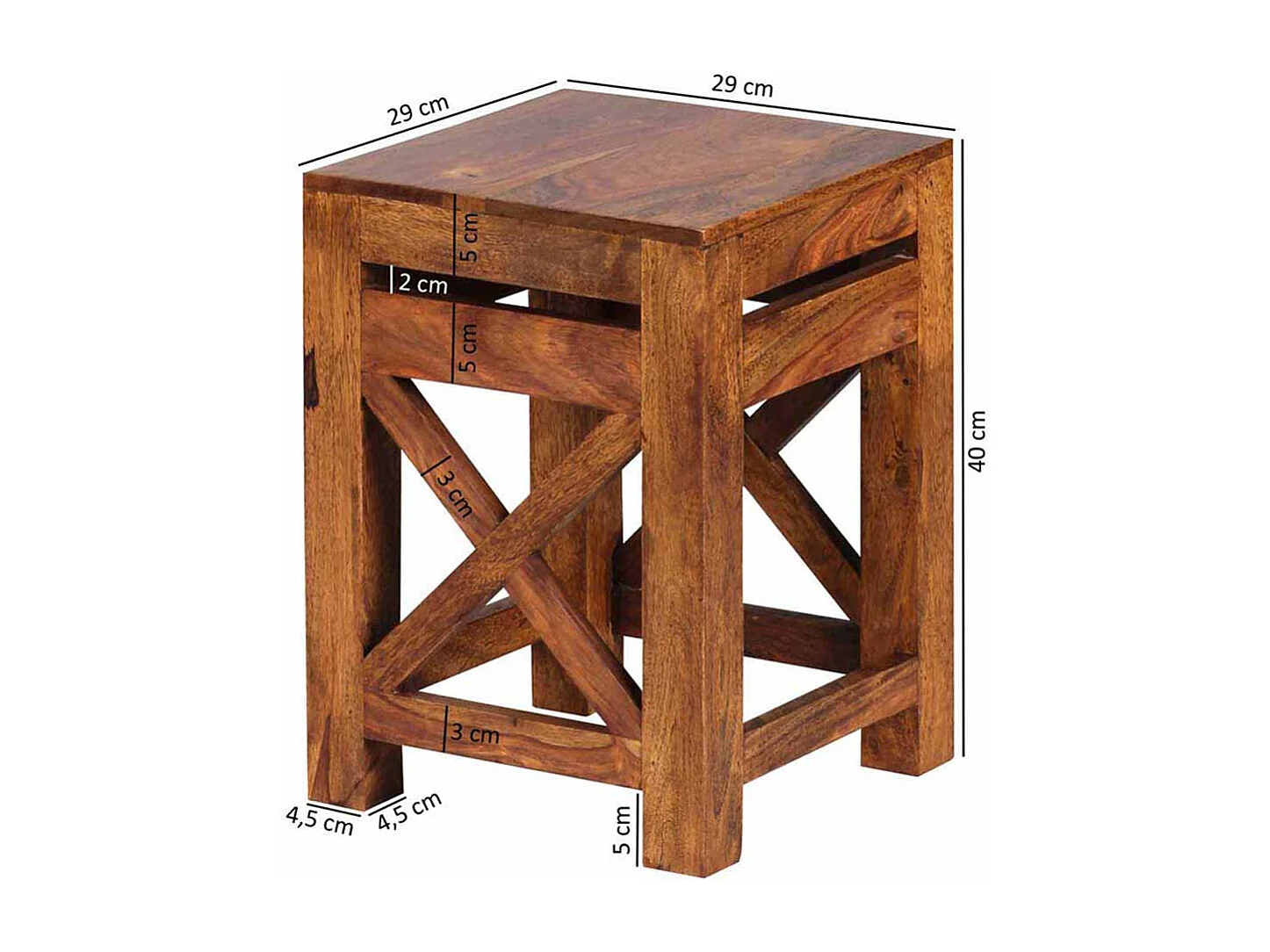 Massivholz Beistelltisch aus Sheesham lackiert Landhaus (zweiteilig)