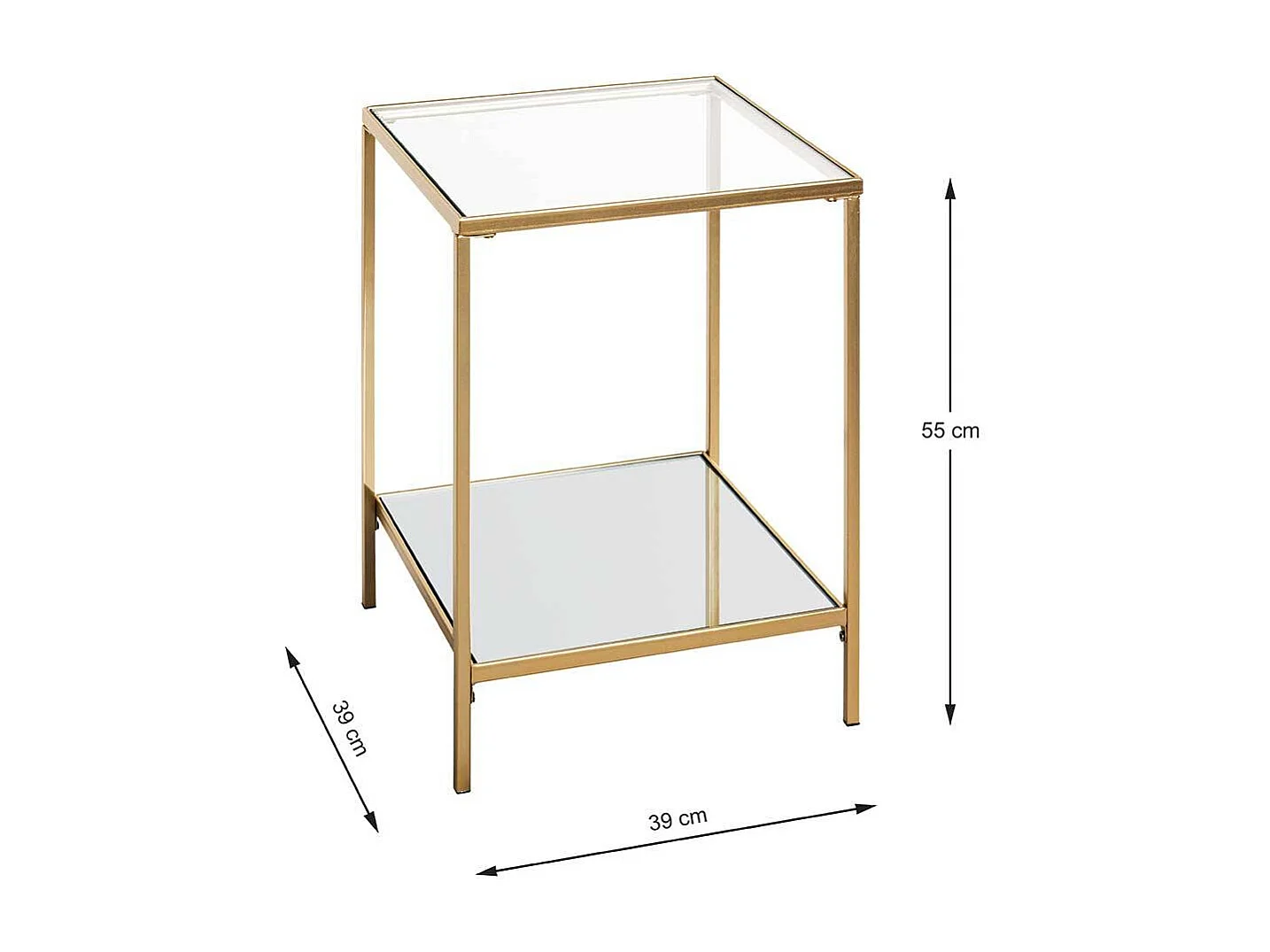 Beistelltisch Sofa in Goldfarben quadratischer Tischplatte