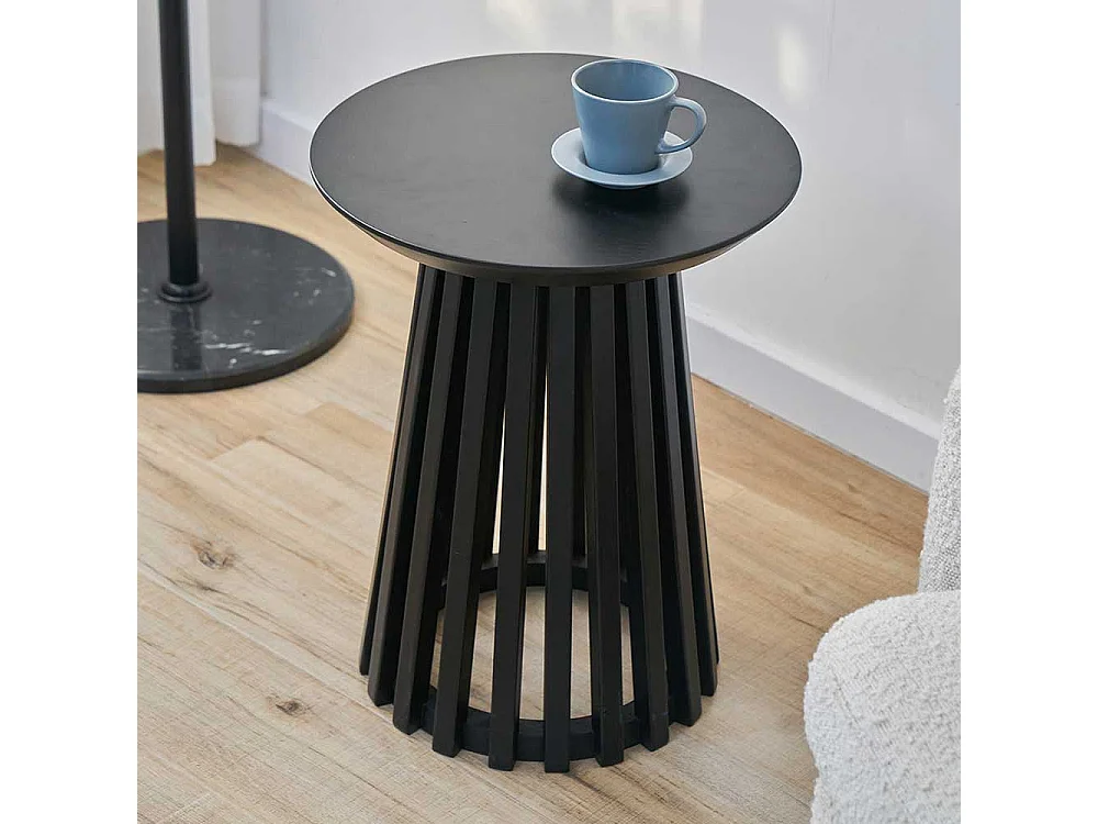 Hoher Beistelltisch rund schwarz im Skandi Design 40 cm breit