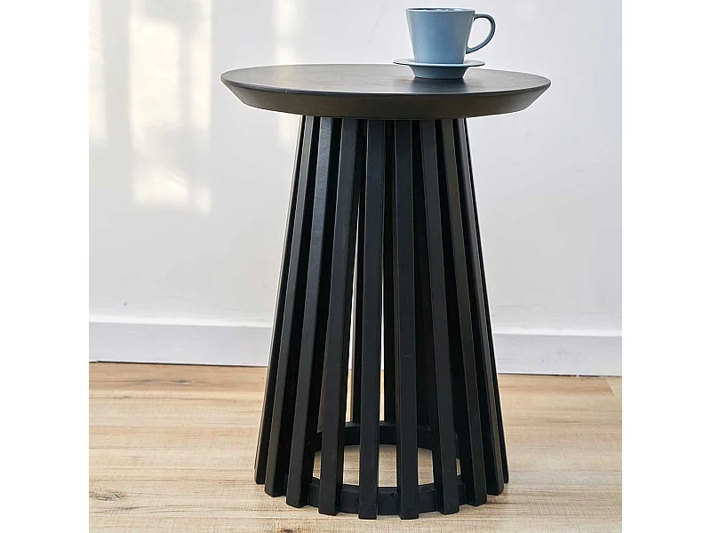 Hoher Beistelltisch rund schwarz im Skandi Design 40 cm breit