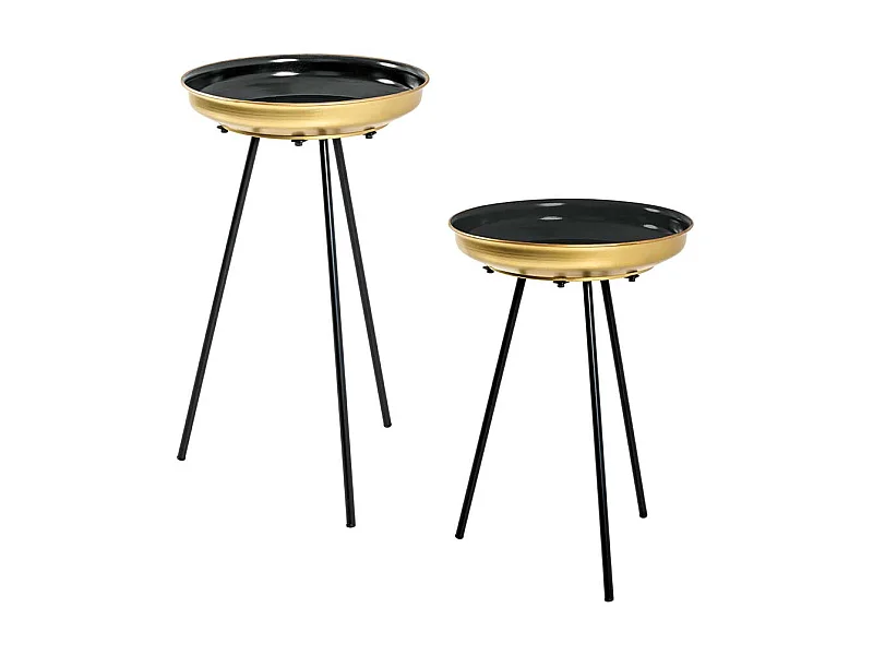 Beistelltische aus Metall Goldfarben und Schwarz (zweiteilig)