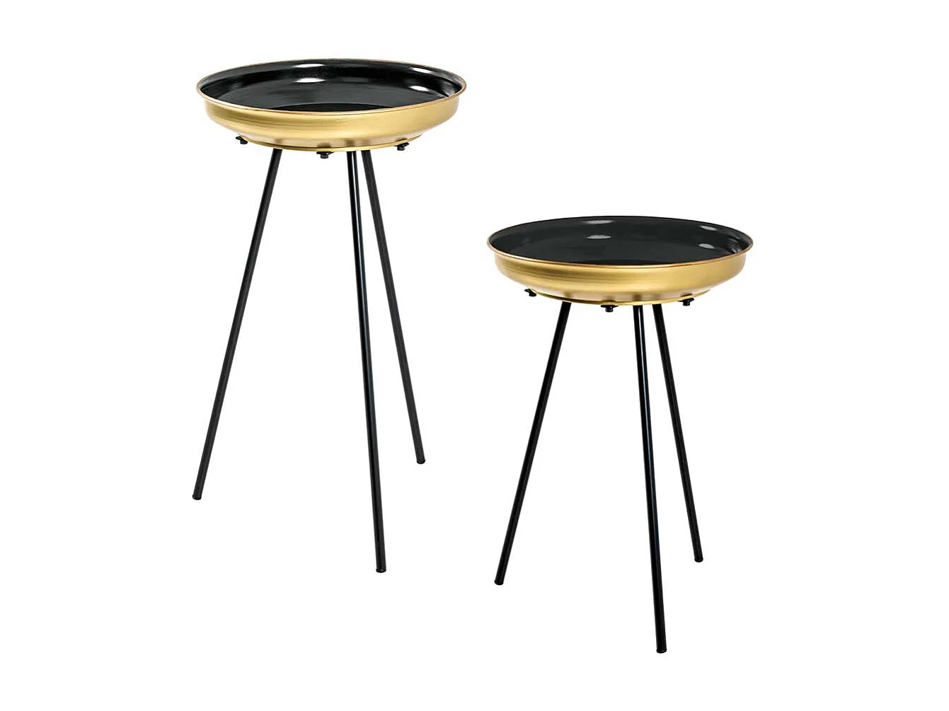 Beistelltische aus Metall Goldfarben und Schwarz (zweiteilig)