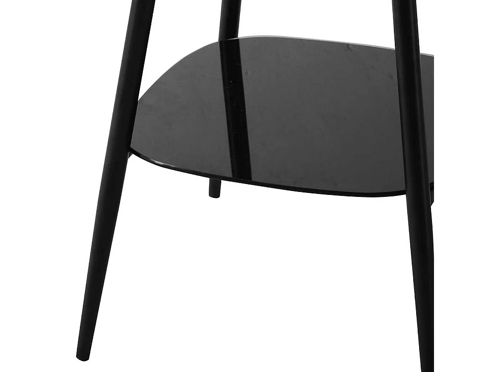 Retro Beistelltisch Glasplatten Marmoroptik und Schwarz