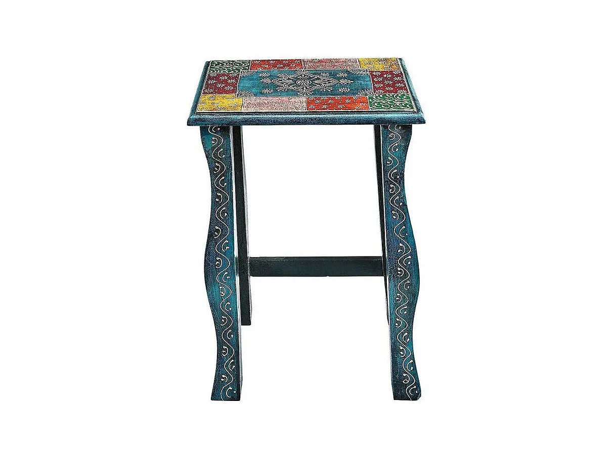 Beistelltisch Set in Blau und Bunt Shabby Chic Design (dreiteilig)