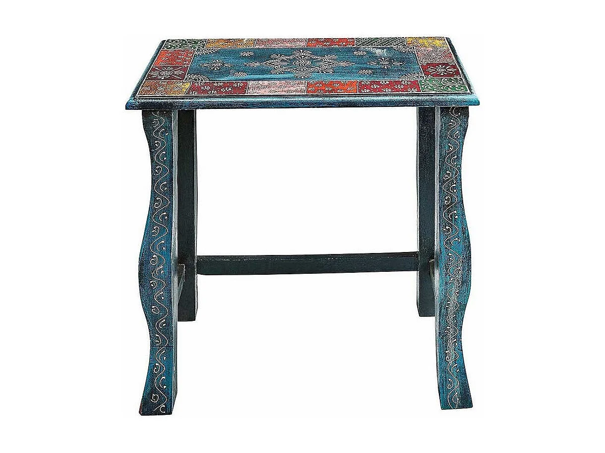 Beistelltisch Set in Blau und Bunt Shabby Chic Design (dreiteilig)