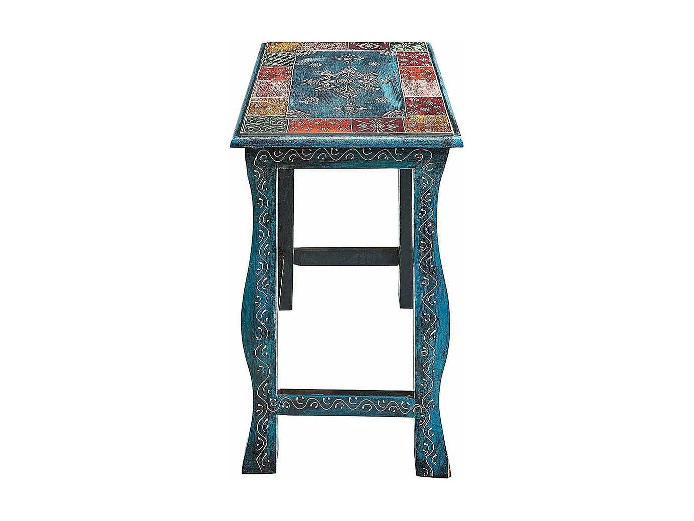 Beistelltisch Set in Blau und Bunt Shabby Chic Design (dreiteilig)