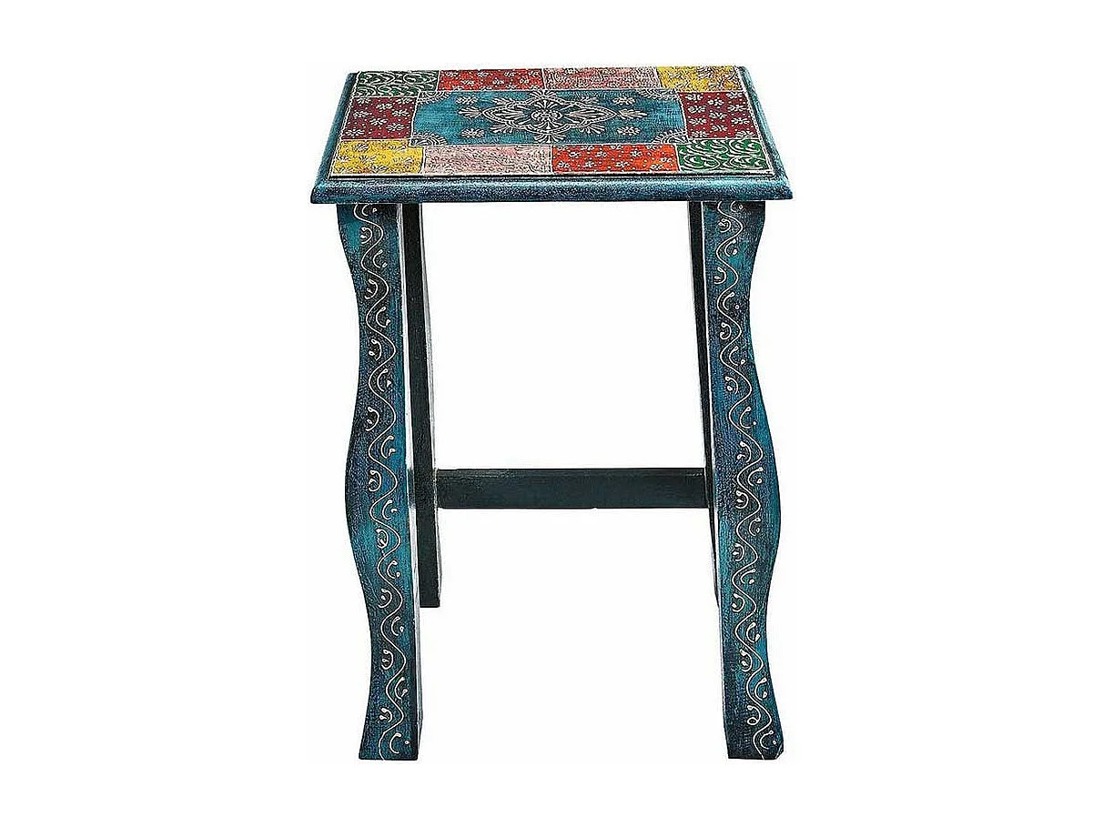 Beistelltisch Set in Blau und Bunt Shabby Chic Design (dreiteilig)