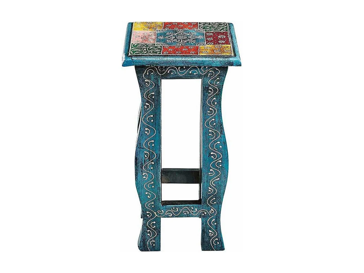 Beistelltisch Set in Blau und Bunt Shabby Chic Design (dreiteilig)