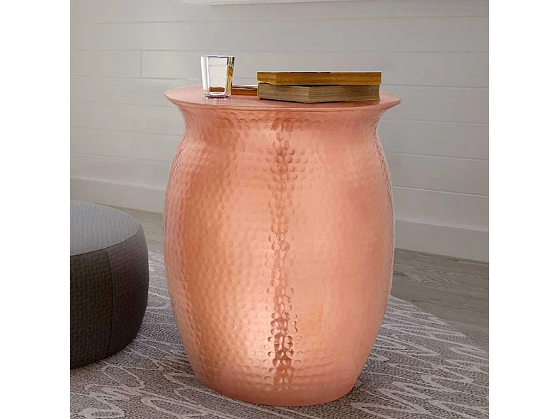 Beistelltisch aus Aluminium Kupferfarben mit Hammerschlag Optik