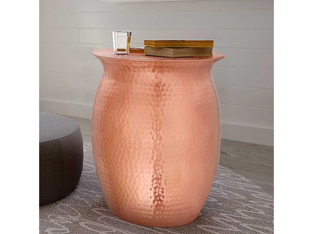 Beistelltisch aus Aluminium Kupferfarben mit Hammerschlag Optik