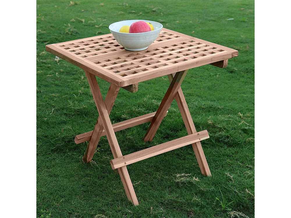 Outdoor Beistelltisch aus Teak Massivholz klappbar