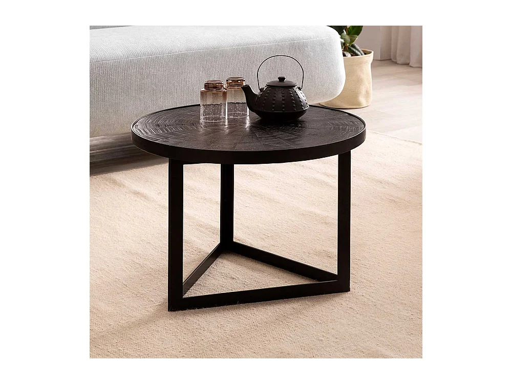 Beistelltisch Sofa kleiner Couchtisch aus Mangobaum Massivholz mit Bügelgestell