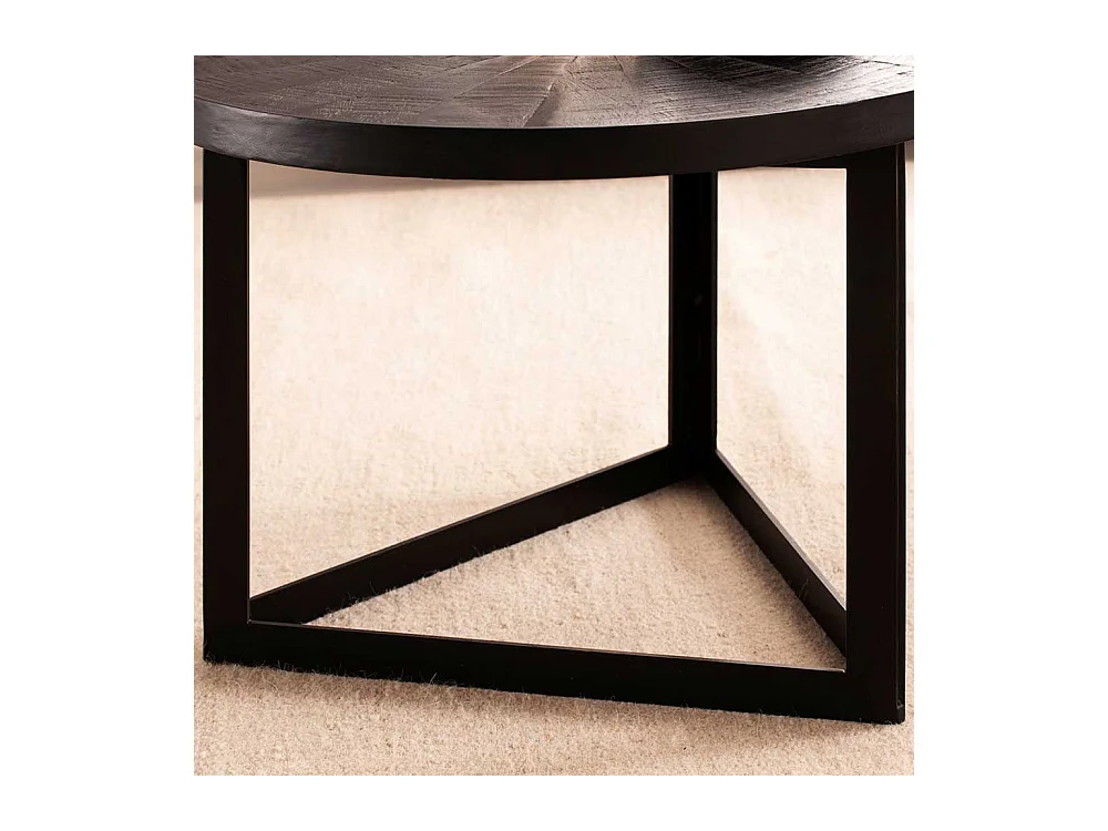 Beistelltisch Sofa kleiner Couchtisch aus Mangobaum Massivholz mit Bügelgestell