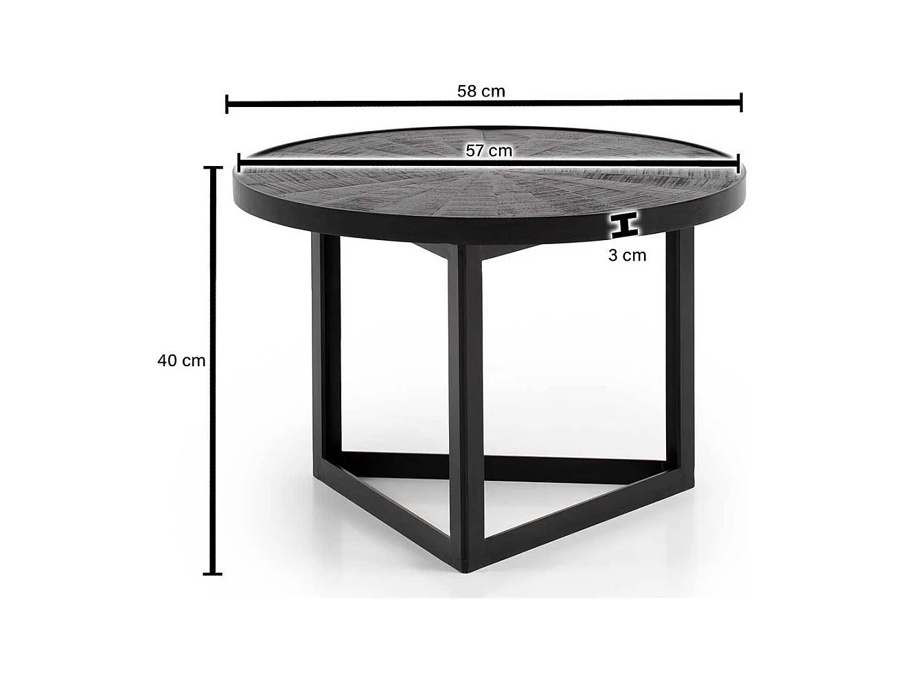 Beistelltisch Sofa kleiner Couchtisch aus Mangobaum Massivholz mit Bügelgestell