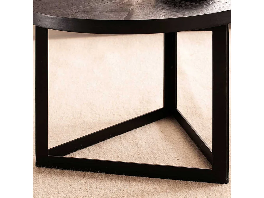 Beistelltisch Sofa kleiner Couchtisch aus Mangobaum Massivholz mit Bügelgestell