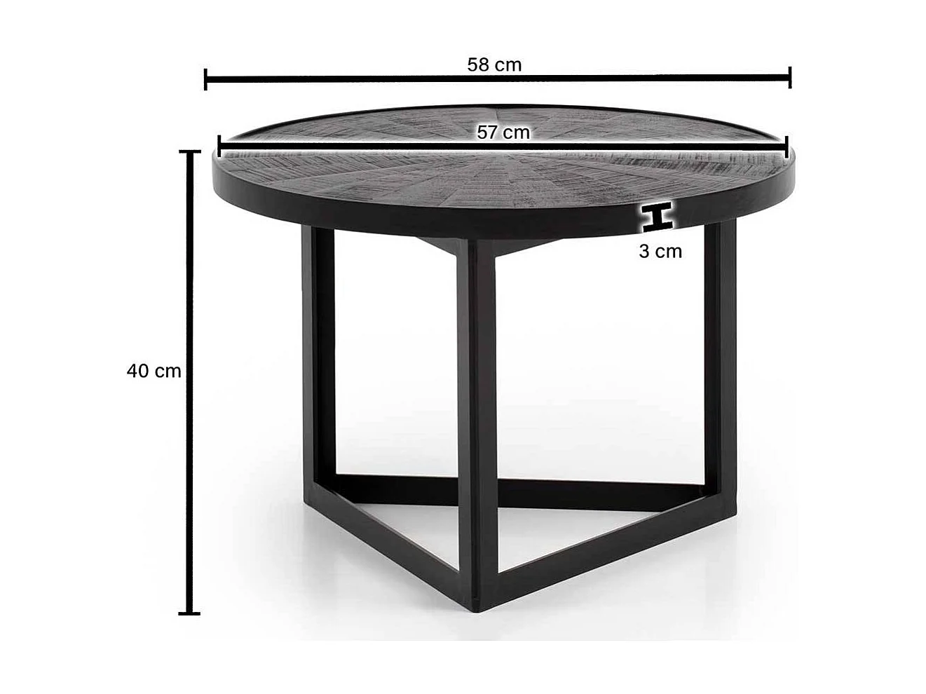 Beistelltisch Sofa kleiner Couchtisch aus Mangobaum Massivholz mit Bügelgestell