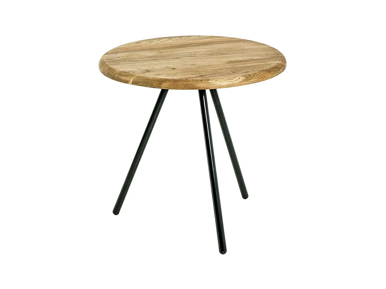 Moderne Beistelltische aus Eiche Massivholz und Stahl rund (zweiteilig)