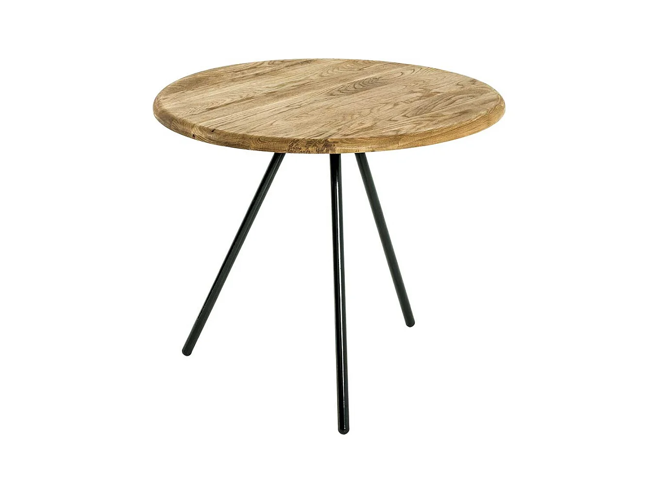Moderne Beistelltische aus Eiche Massivholz und Stahl rund (zweiteilig)