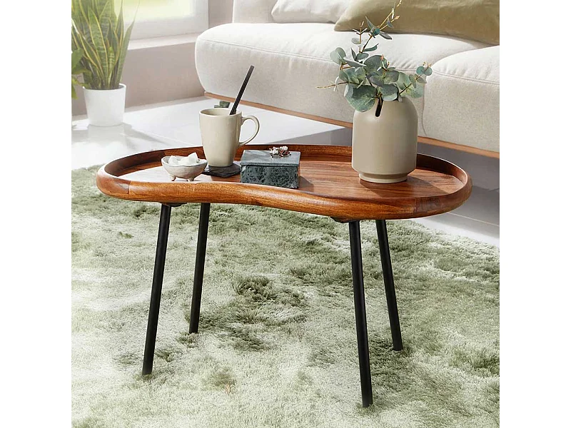 Sofa Beistelltisch aus Sheesham Massivholz Nierenform