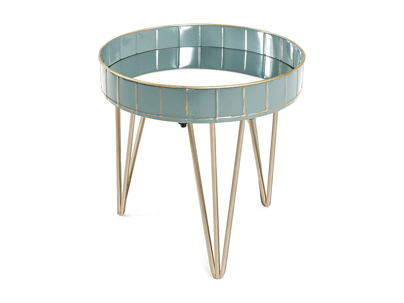 Metall Beistelltisch in Blaugrau Bronzefarben