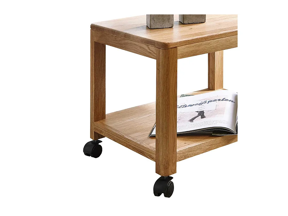 Beistelltisch mit Rollen Wildeiche Massivholz