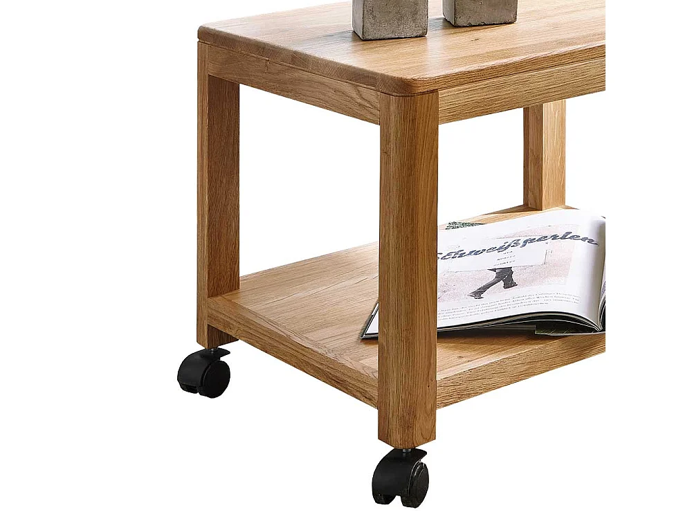 Beistelltisch mit Rollen Wildeiche Massivholz