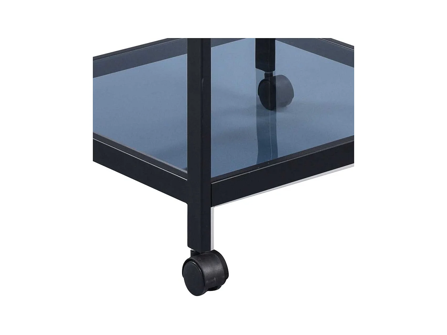 Metall Beistelltisch mit Glasablage Gestell auf Rollen