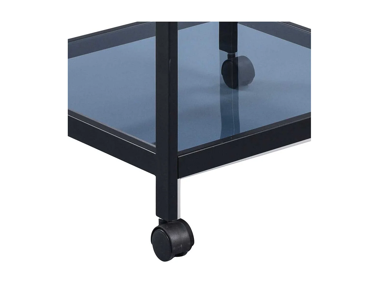 Metall Beistelltisch mit Glasablage Gestell auf Rollen