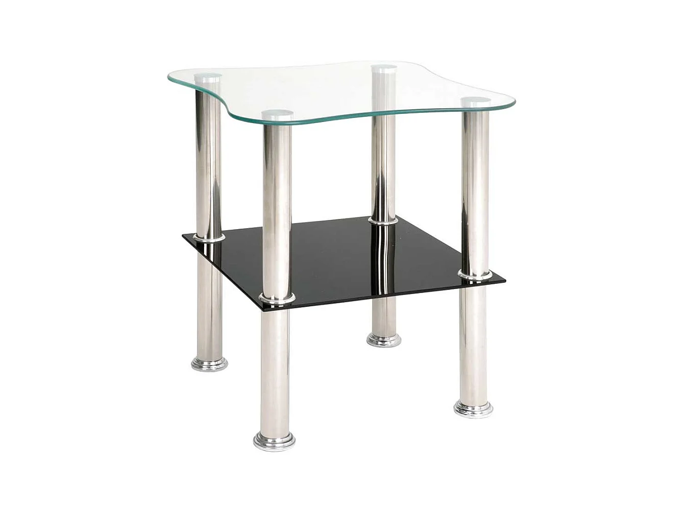 Beistelltisch in Klecksform Glas und Metall