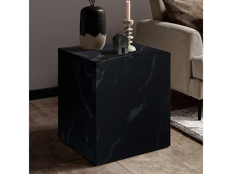Marmorierter Beistelltisch in Schwarz Hellgrau
