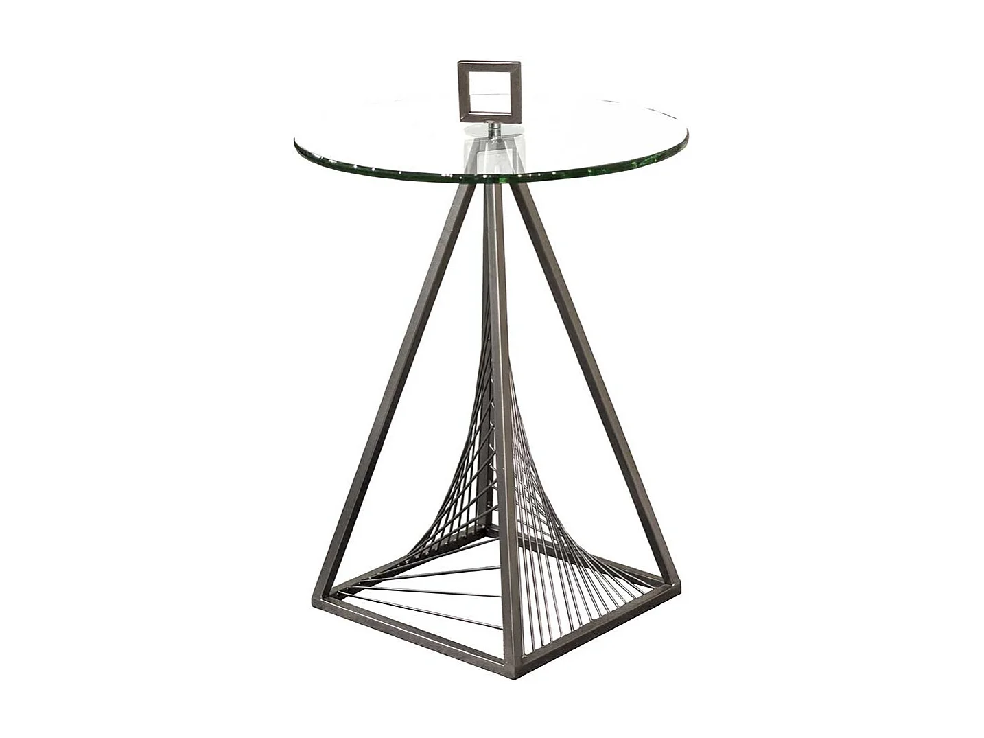 Glas Beistelltisch rund Bügelgestell aus Metall