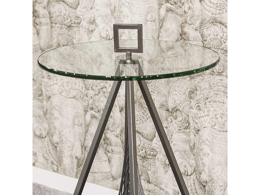 Glas Beistelltisch rund Bügelgestell aus Metall