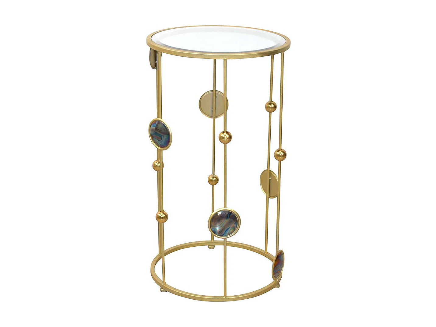 Design Beistelltisch in Goldfarben Spiegelglas und Metall