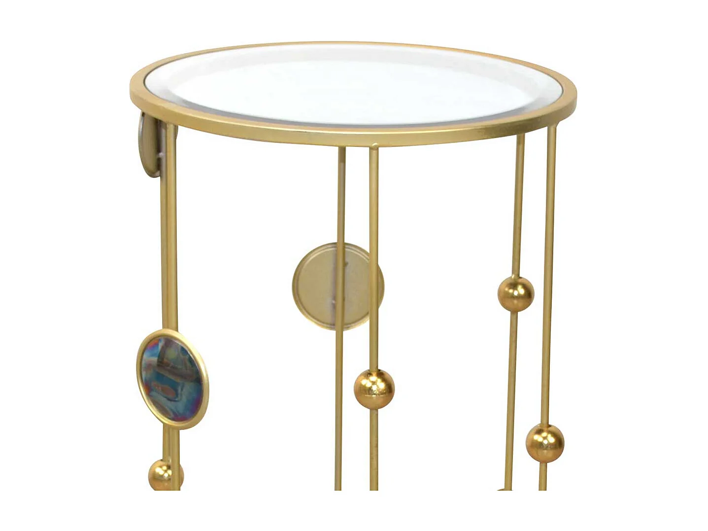 Design Beistelltisch in Goldfarben Spiegelglas und Metall