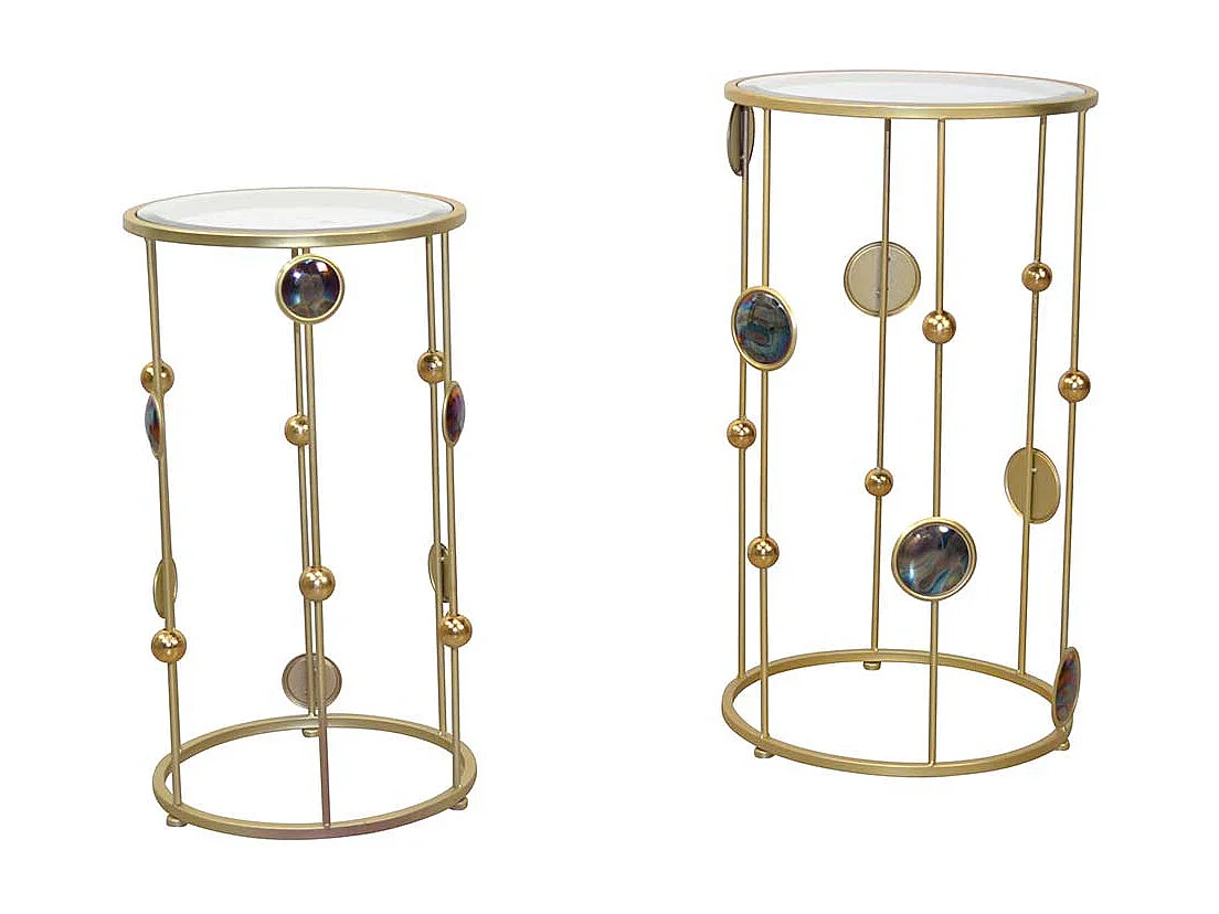 Design Beistelltisch in Goldfarben Spiegelglas und Metall