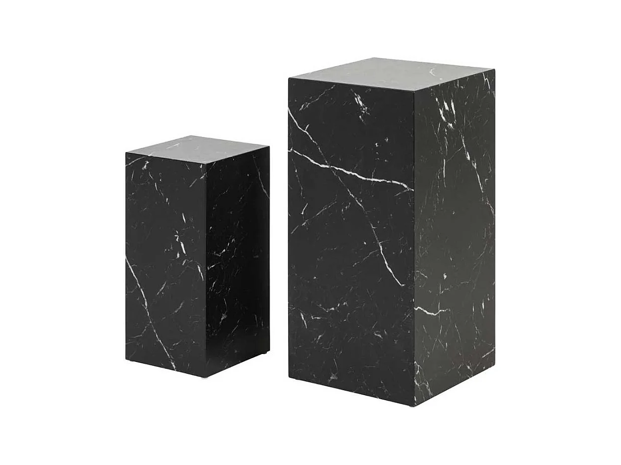 Beistelltische in quadratischer Form Marmor Optik (zweiteilig)