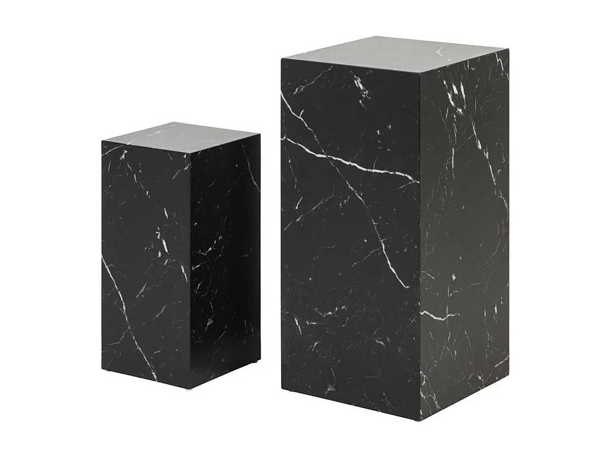 Beistelltische in quadratischer Form Marmor Optik (zweiteilig)